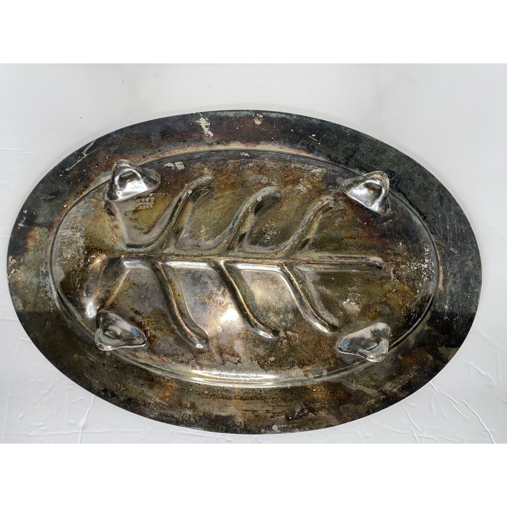 Vintage Silver Plates Leaf Shaped Tray Platter Hallmark UJEP H206 - 18"X12.5"‎ - Picture 8 of 8